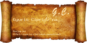 Gyuris Cipriána névjegykártya